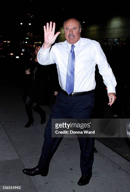 Dr. Phil arrives for "The Late Show with David Letterman" at Ed Sullivan Theater on November 15, 2012 in New York City.