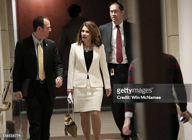Rep. Michele Bachmann arrives for a meeting of the House Select Committee on Intelligence at the U.S. Capitol November 16, 2012 in Washington, DC....