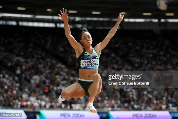 Katarina Johnson-Thompson of Team Great Britain competes in Women's Long Jump during the London Athletics Meet, part of the 2023 Diamond League...