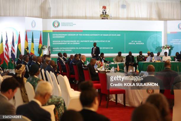 Economic Community of West African States Presidents are seen during the heads of states and government extraordinary session in Abuja on July 30,...