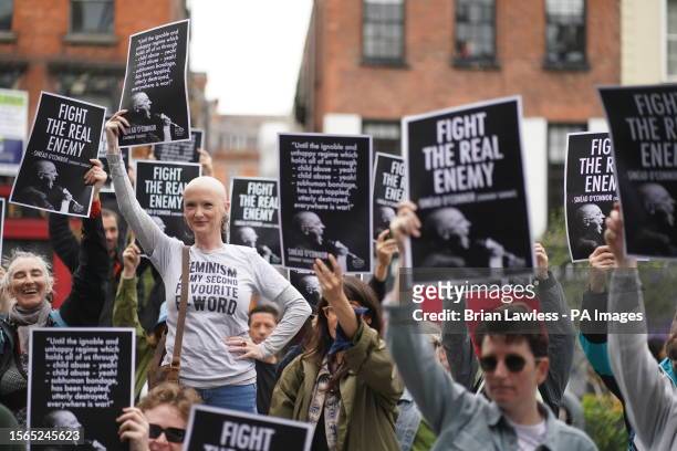 Karen Dempsey joins fans at Barnardo Square in Dublin's city centre to sing in memory of Sinead O'Connor, at an event organised by feminist group...