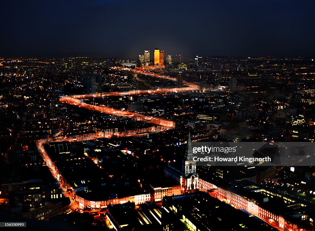 Aerial Urban Light Trails