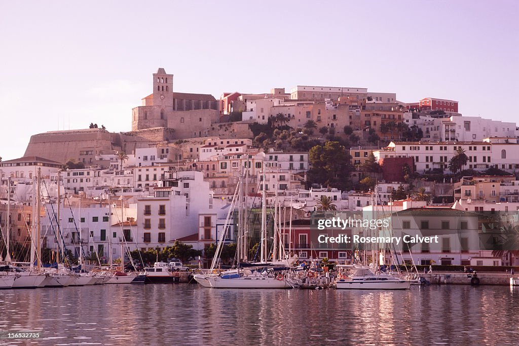 Fortified old town of Ibiza in early morning light