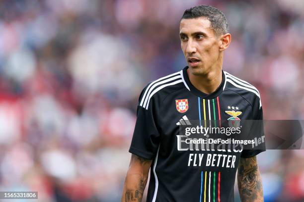 Angel Di Maria of Benfica Lissabon looks on during the Pre-Season Friendly match between Feyenoord Rotterdam and SL Benfica at De Kuip on July 30,...