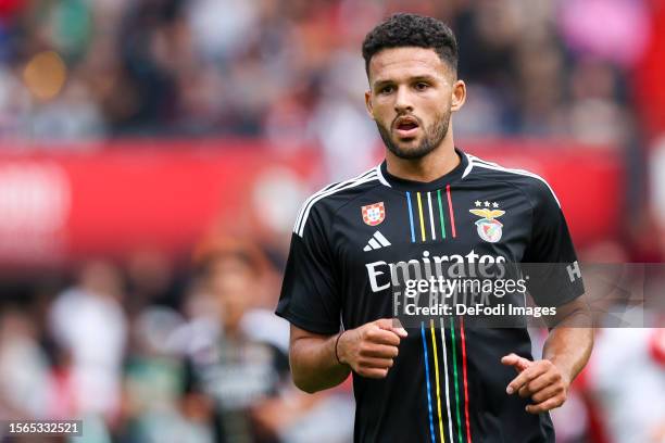 Goncalo Ramos of Benfica Lissabon looks on during the Pre-Season Friendly match between Feyenoord Rotterdam and SL Benfica at De Kuip on July 30,...