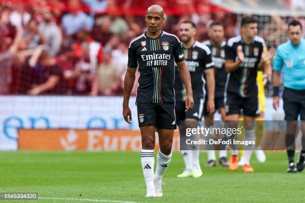 Joao Mario of Benfica Lissabon looks on during the Pre-Season Friendly match between Feyenoord Rotterdam and SL Benfica at De Kuip on July 30, 2023...