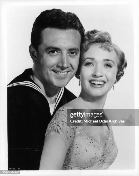 Vic Damone and Jane Powell in publicity portrait for the film 'Hit The Deck', 1955.