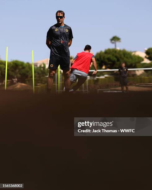 Julen Lopetegui, Manager of Wolverhampton Wanderers looks on during a pre-season training camp on July 22, 2023 in Lagos, Portugal.