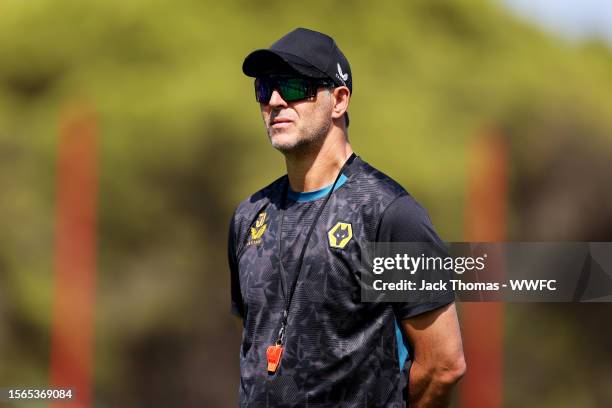 Julen Lopetegui, Manager of Wolverhampton Wanderers looks on during a pre-season training camp on July 22, 2023 in Lagos, Portugal.