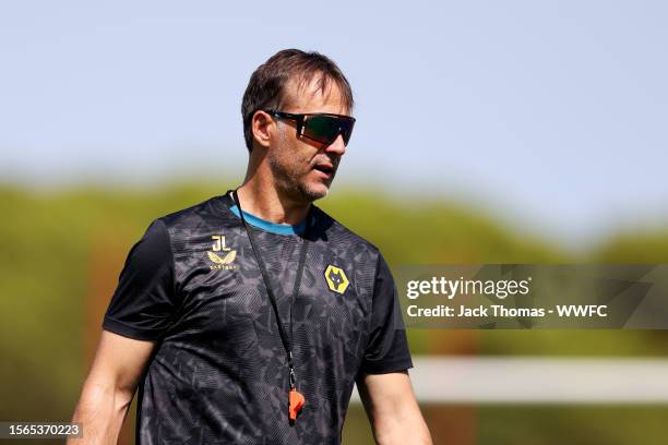 Julen Lopetegui, Manager of Wolverhampton Wanderers looks on during a pre-season training camp on July 22, 2023 in Lagos, Portugal.