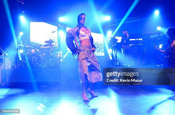 Rihanna performs at The Danforth during her 777 tour on November 15, 2012 in Toronto, Ontario. Rihanna's 777 Tour - 7 countries, 7 days, 7 shows in...