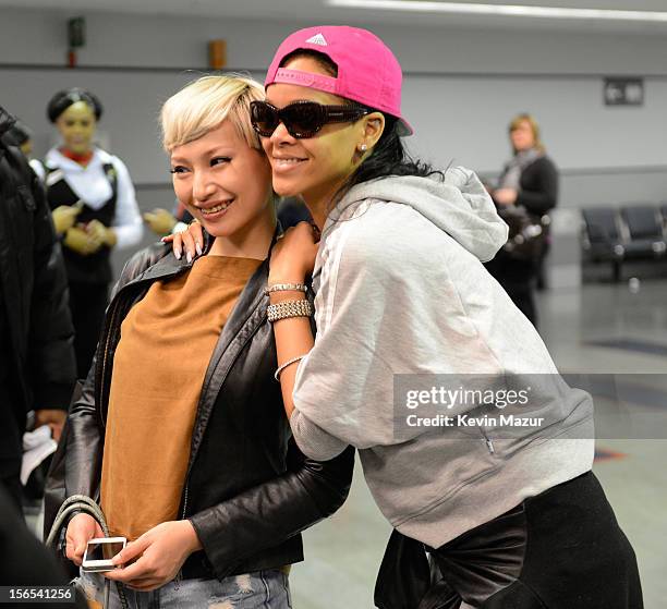 Rihanna arrives at the Toronto International Airport and greets fans and press on November 15, 2012 in Toronto, Canada. Rihanna's 777 Tour - 7...