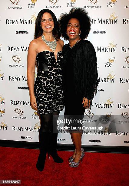 Soledad O'Brien and Rhonda Ross attend the Hearts of Gold 16th annual Fall Fundraising gala and fashion show at Metropolitan Pavilion on November 16,...