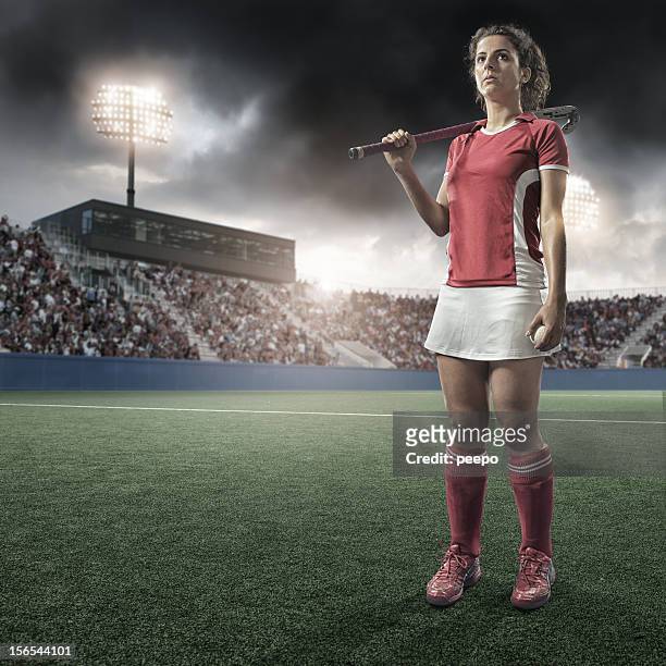 field hockey player - hockey player stockfoto's en -beelden