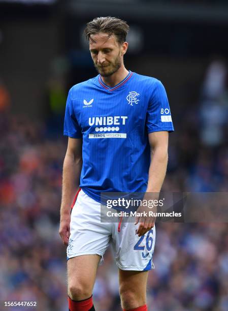 Benjamin Davies of Rangers during the pre-season friendly match between Rangers and SV Hamburg at Ibrox Stadium on July 22, 2023 in Glasgow, Scotland.