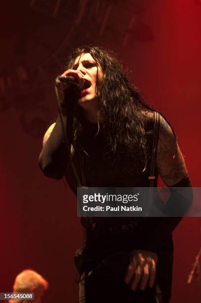 American rock group AFI performs onstage at the Allstate Arena, Chicago, Illinois, December 6, 2003. Pictured is Davey Havok .