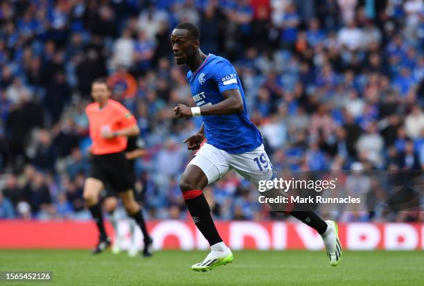 Abdallah Sima of Rangers in action during the pre-season friendly match between Rangers and SV Hamburg at Ibrox Stadium on July 22, 2023 in Glasgow,...