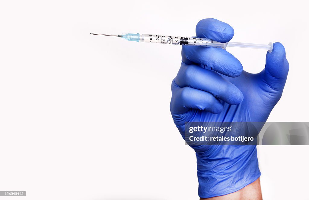 Medical syringe and medical glove