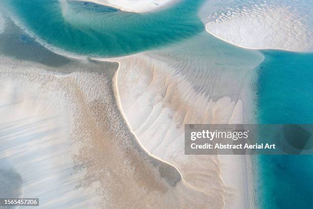 drone photo showing a sandbar in the mouth of the noosa river, noosa heads, queensland, australia - noosa beach stock pictures, royalty-free photos & images