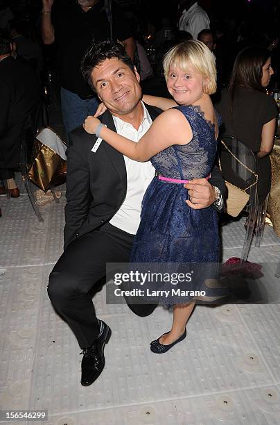 Personality Louis Aguirre and actress Lauren Potter attends the Zenith Watches Best Buddies Miami Gala at Marlins Park on November 16, 2012 in Miami,...