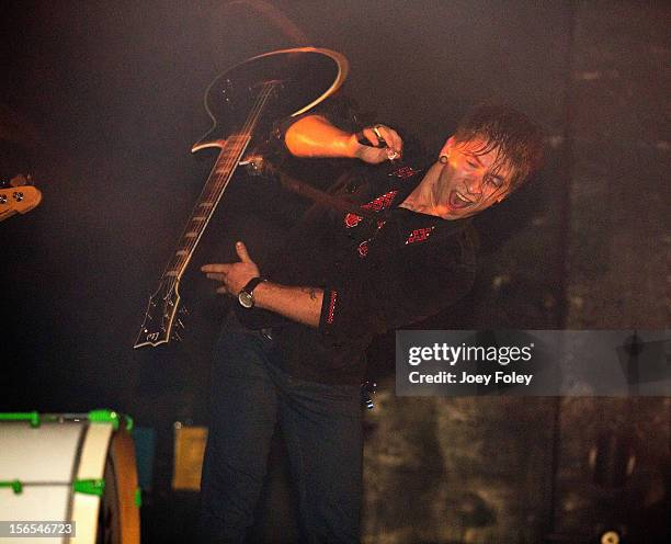 Guitarist Jimmy Rose of Make Me Famous performs at The Emerson Theater on November 6, 2012 in Indianapolis, Indiana.