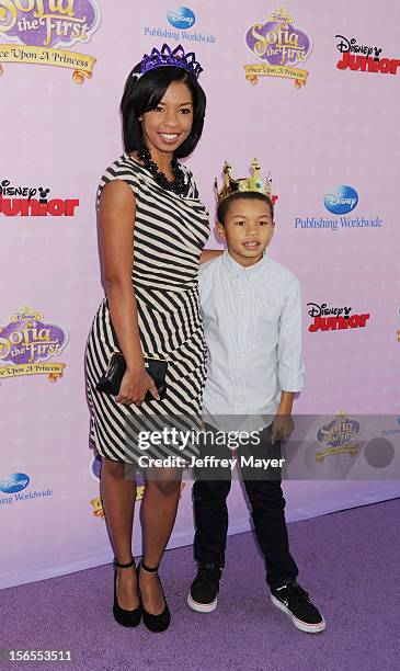 Angel Parker arrives at the Disney Channel's Premiere Party For "Sofia The First: Once Upon A Princess" at the Walt Disney Studios on November 10,...