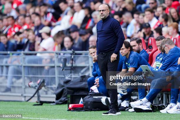 Headcoach Peter Bosz of PSV Eindhoven Looks on during the Pre-Season Friendly match between PSV Eindhoven and Nottingham Forest at Philips Stadion on...