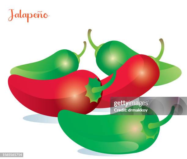 jalapenos - chilli white background stock illustrations