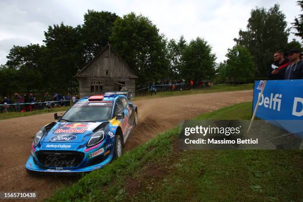 Pierre-Louis Loubet of France and Nicolas Gilsoul of Belgium compete with their M-Sport Ford WRT Ford Puma Rally1 Hybrid during Day Four of the FIA...