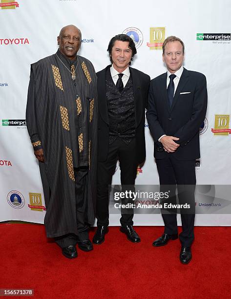 Actors Louis Gossett Jr., Lou Diamond Phillips and Kiefer Sutherland arrive at the 10th Annual Opening Doors Awards benefiting the Millennium...