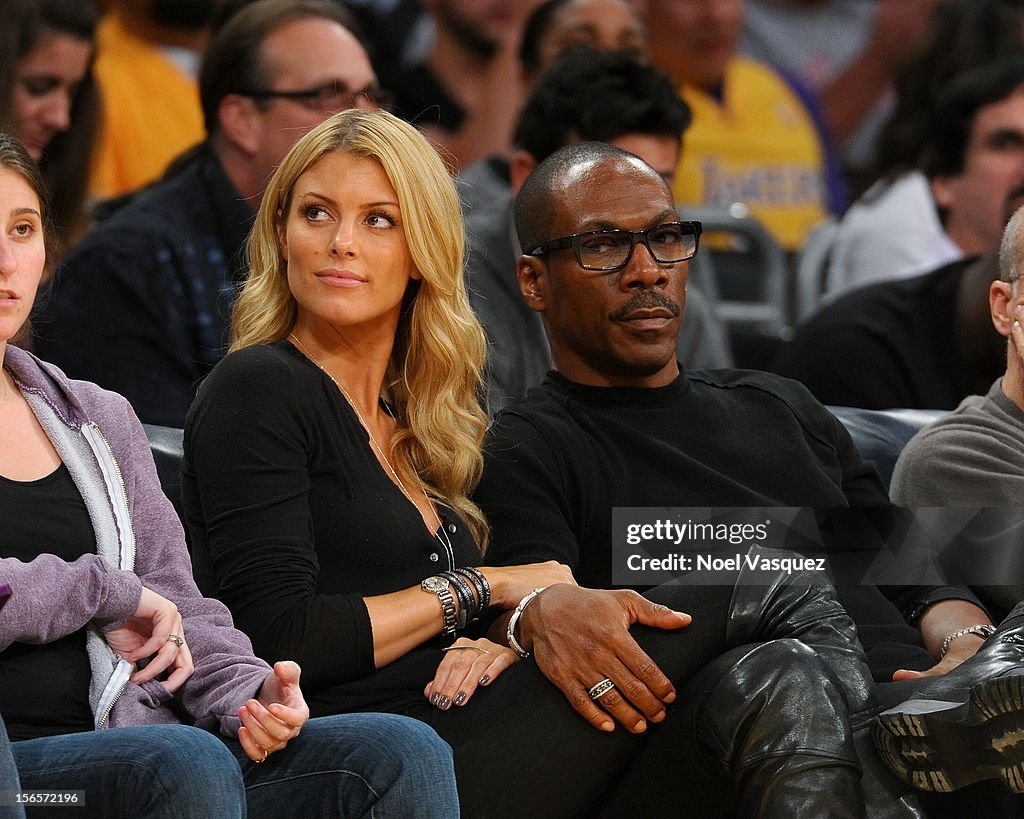 Celebrities At The Lakers Game