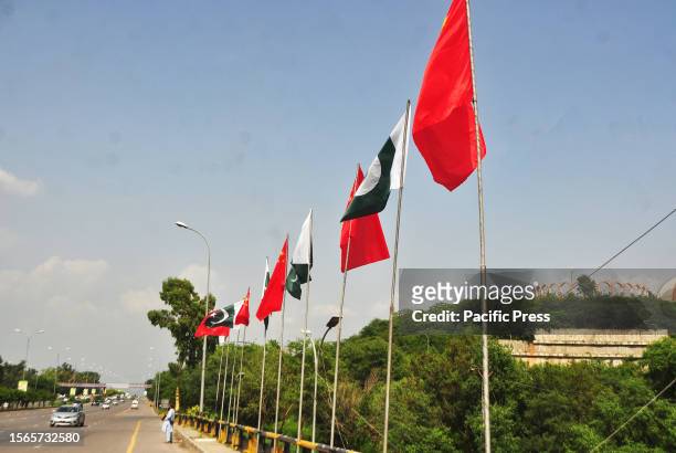 Islamabad is decorated with flags of Pakistan and China to welcome the Chinese Vice Prime Minister He Lifeng on his 3-day visit to mark the 10th...