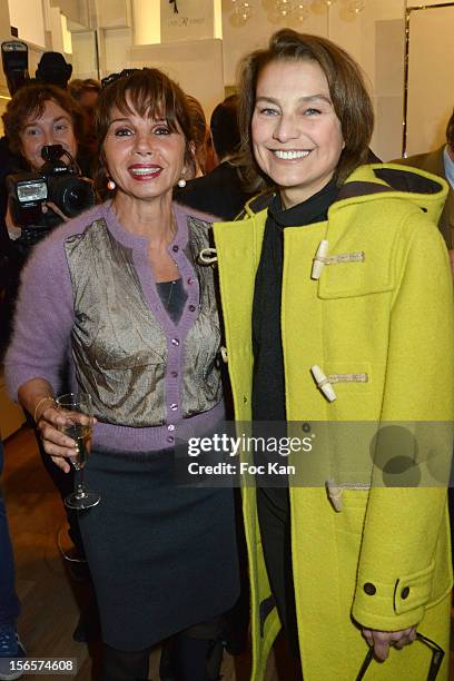 Victoria Abril and Elli Medeiros attend the Rowena Forrest Shop Launch Cocktail at the 'Lady R Forrest' Shop Galerie Royale on November 16, 2012 in...