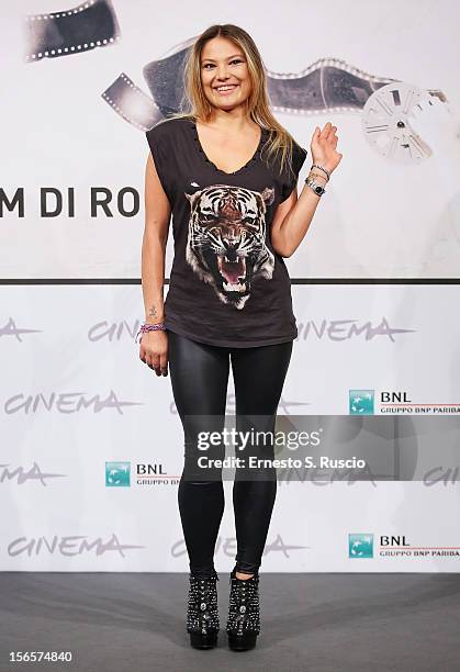 Actress Carolina Facchinetti attends the 'Razza Bastarda' photocall during the 7th Rome Film Festival at Auditorium Parco Della Musica on November...