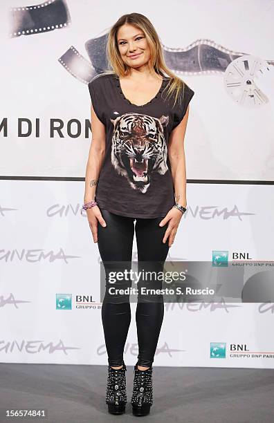 Actress Carolina Facchinetti attends the 'Razza Bastarda' photocall during the 7th Rome Film Festival at Auditorium Parco Della Musica on November...