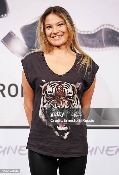 Actress Carolina Facchinetti attends the 'Razza Bastarda' photocall during the 7th Rome Film Festival at Auditorium Parco Della Musica on November...