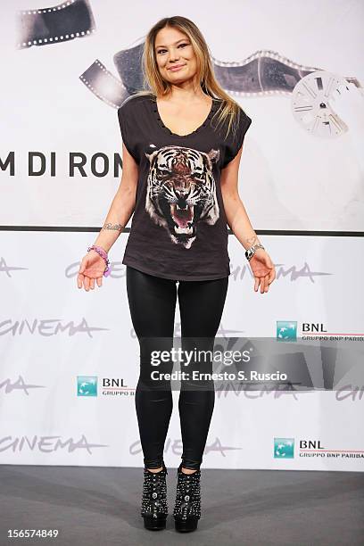 Actress Carolina Facchinetti attends the 'Razza Bastarda' photocall during the 7th Rome Film Festival at Auditorium Parco Della Musica on November...