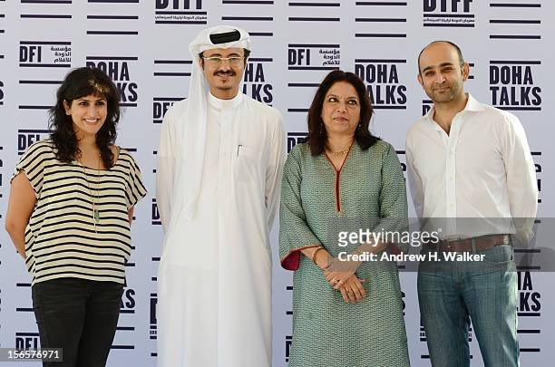 Screenwriter Ami Boghani, Doha Film Institute CEO Abdulaziz Bin Khalid Al-Khater, Filmmaker Mira Nair and novelist Mohsin Hamid attend the Festival...
