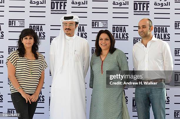 Screenwriter Ami Boghani, Doha Film Institute CEO Abdulaziz Bin Khalid Al-Khater, Filmmaker Mira Nair and novelist Mohsin Hamid attend the Festival...