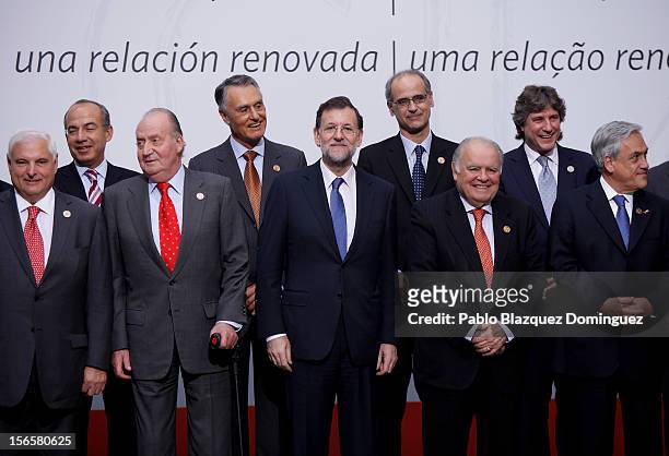 President Ricardo Martinelli of Panama, President Felipe Calderon of Mexico, King Juan Carlos of Spain, President Anibal Cavaco Silva of Portugal,...