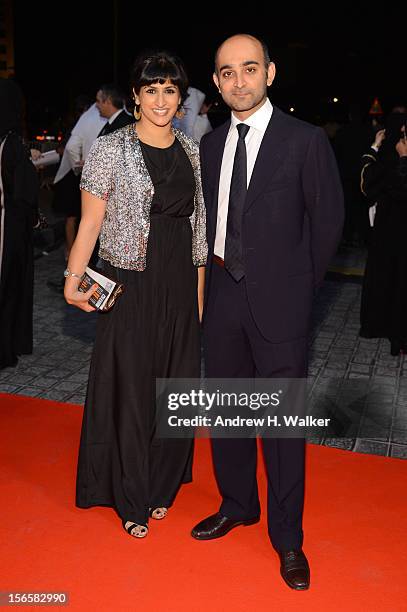 Screenwriter Ami Boghani with novellist Mohsin Hamid attend the opening night ceremony and gala screening of "The Reluctant Fundamentalist" during...