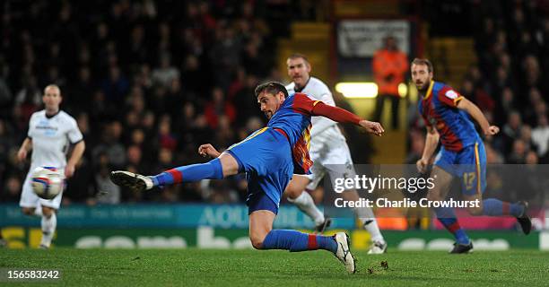 Andre Moritz of Crystal Palace scores their second goal during the npower Championship match between Crystal Palace and Derby County at Selhurst Park...