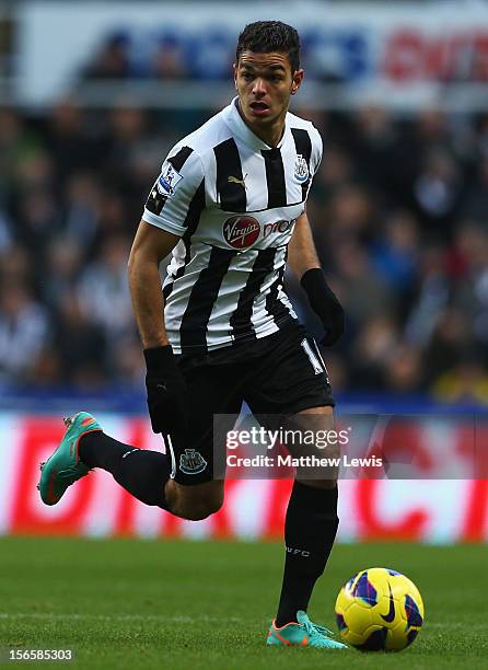 Hatem Ben Arfa of Newcastle United in action during the Barclays Premier League match between Newcastle United and Swansea City at St James' Park on...