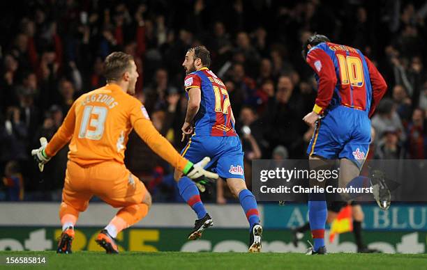 Glenn Murray of Crystal Palace celebrates his second goal during the npower Championship match between Crystal Palace and Derby County at Selhurst...