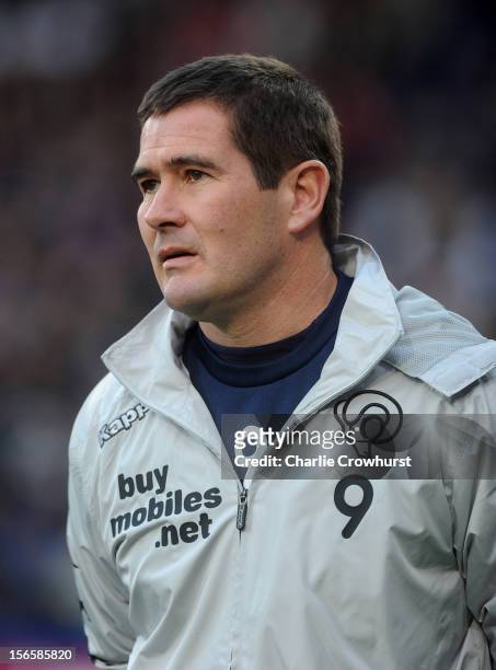 Derby County manager Nigel Clough walks to the dugout during the npower Championship match between Crystal Palace and Derby County at Selhurst Park...