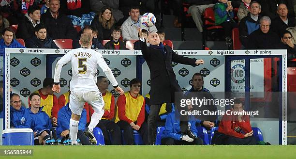 Crystal Palace manager Ian Holloway tries to catch the ball during the npower Championship match between Crystal Palace and Derby County at Selhurst...