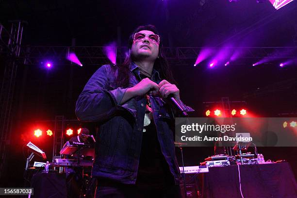 Far East Movement bandmember J-Splif attends Zenith Watches Best Buddies Miami Gala at Marlins Park on November 16, 2012 in Miami, Florida.