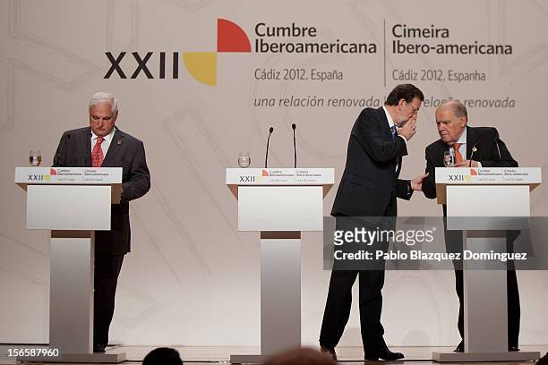 President of Panama Ricardo Martinelli, President of Spain Mariano Rajoy and Secretary-General of the Ibero-American Secretariat Enrique Iglesias...