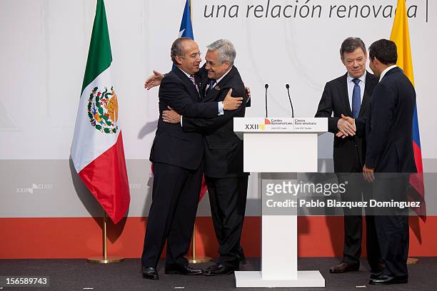 President of Mexico Felipe Calderon, President of Chile Sebastian Pinera, President of Colombia Juan Manuel Santos and President of Peru Ollanta...