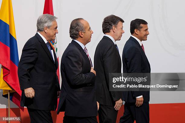 President of Chile Sebastian Pinera, President of Mexico Felipe Calderon, President of Colombia Juan Manuel Santos and President of Peru Ollanta...